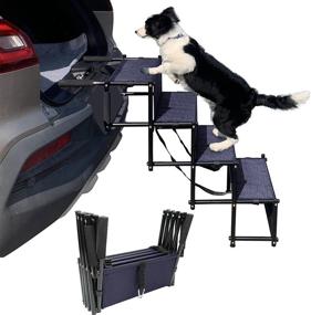 img 4 attached to 🐾 maxpama Premium Nonslip Dog Ramp Stairs for Cars, SUVs, Trucks, Couches, Beds | Lightweight Foldable Pet Steps Ladder for Indoor Outdoor Use | Durable Metal Frame Supports up to 150 Lbs