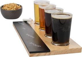 img 1 attached to 🍻 Pilsner Craft Beer Tasting Flight Sampler Set, 4 - 6oz Glasses with Paddle and Chalkboard - Perfect Gift for the Holidays