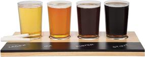 img 2 attached to 🍻 Pilsner Craft Beer Tasting Flight Sampler Set, 4 - 6oz Glasses with Paddle and Chalkboard - Perfect Gift for the Holidays