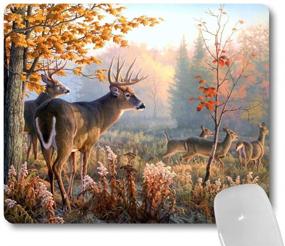 img 4 attached to 🦌 Wknoon Autumn Wildlife Deer Hunting Season Mouse Pad - Forest Deer Mouse Pads Mat for Nature Lovers