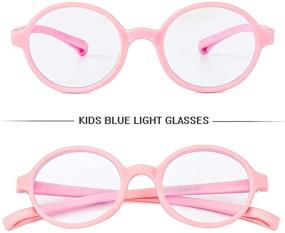 img 2 attached to 👓 Protect Your Child's Eyes with Baby Pink Blue Light Blocking Glasses: Flexible Computer/Gaming Clear Lens Round Glasses for Girls and Boys Ages 3-10