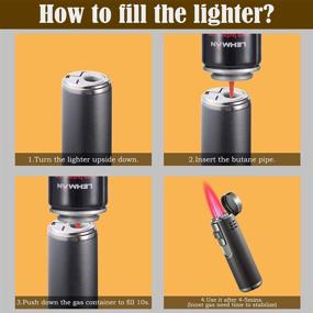 img 1 attached to Torch Lighter with Cigar Cutter - Adjustable Triple Jet Flame | Refillable Gas Lighter for Men (Butane Not Included)