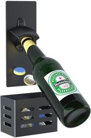 img 4 attached to Efficient Magnetic Bottle Opener with Cap Catcher: Removable Wall Mounted Beer Opener for Fridge - Perfect Beer Gift for Men (black)