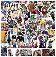 my hero academia stickers: 50pcs anime cartoon laptop stickers - waterproof 🎒 vinyl decals for water bottles, skateboards, phones, and more - perfect gift for teens logo