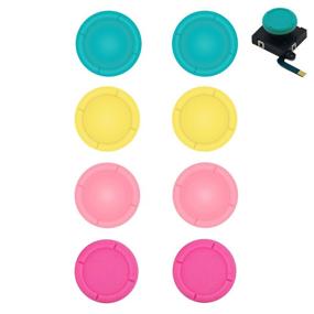 img 4 attached to Enhance Your Nintendo Switch Gaming Experience with BRHE Replacement Thumb Grip Caps and Silicone Rubber Covers in Turquoise Yellow Rose Pink