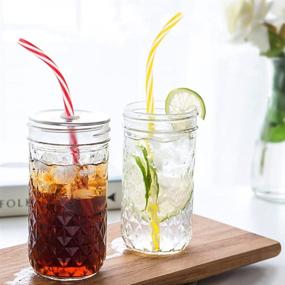 img 1 attached to BPA-Free Colorful Printing Straws: Set of 30, 9-inch Hard Plastic Straws for Mason Jar Tumblers - Ideal for Family Gatherings or Party Use! Cleaning Brush Included - Random Pattern (Bent)