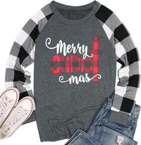 img 3 attached to 🎄 Merry Christmas Women's Long Sleeve Raglan Baseball Tee Shirts with Letter Print - Festive Christmas Tops