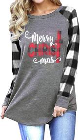 img 4 attached to 🎄 Merry Christmas Women's Long Sleeve Raglan Baseball Tee Shirts with Letter Print - Festive Christmas Tops