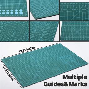 img 1 attached to 🧵 Nisally Fabric Cutting Mat: Professional Double Sided 0.11" Thick Self Healing Mat with Rotary Cutter, Metal Ruler, and eBook for Arts and Crafts Enthusiasts