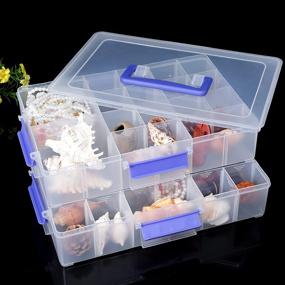 img 3 attached to 📦 DIFIT Plastic Storage Box with Handle, 24 Grids, 2 Layer - Ideal for Craft Supplies, Beads, Small Toys, Jewelry, and Tools