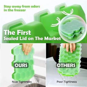 img 2 attached to 🧊 KIPRITII Silicone Ice Cube Trays with Sealed Lid - 36 Ice Cube Capacity, 2 Packs of Easy-Release Ice Trays Molds (Green)