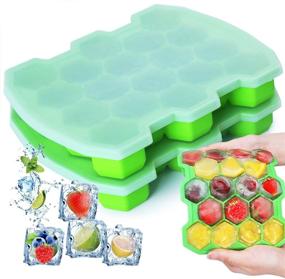 img 4 attached to 🧊 KIPRITII Silicone Ice Cube Trays with Sealed Lid - 36 Ice Cube Capacity, 2 Packs of Easy-Release Ice Trays Molds (Green)