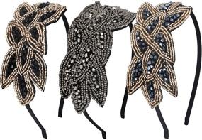 img 4 attached to Christmas Beaded Leaf Flapper Headband - Vintage 1920s Hair Accessory with Rhinestones, 3 Styles