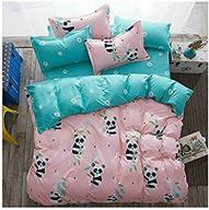 🐼 buy kfz kids bed china kung fu panda twin duvet cover set - 4-piece panda bed sheets with 1 duvet cover, 1 flat sheet & 2 pillow covers - breathable sheet set for birthday gifts logo