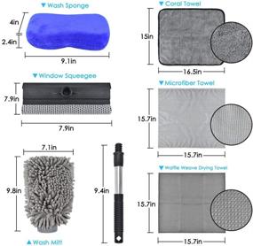 img 3 attached to 🚗 Набор для мойки автомобиля PACETAP 6 шт: Премиум инструменты для безупречной чистки автомобиля - включает мягкие салфетки из микрофибры, губку для мытья, скребок для стекол, щетку и многое другое!