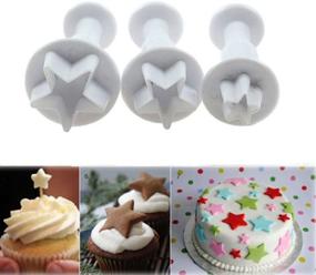 img 1 attached to 🌟 Tiny Star Fondant Plunger Cutter Set - 3-Piece Cake and Cookie Decorating Tool Mold