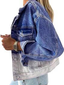 img 3 attached to LONGYIDA Womens Jacket Cropped Distressed Women's Clothing and Coats, Jackets & Vests