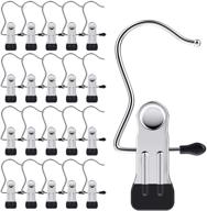 👕 20 pack stainless steel laundry hook boot clips: portable and space-saving hangers for hanging clothes pins - perfect for home and travel логотип