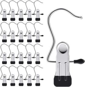 img 1 attached to 👕 20 Pack Stainless Steel Laundry Hook Boot Clips: Portable and Space-Saving Hangers for Hanging Clothes Pins - Perfect for Home and Travel