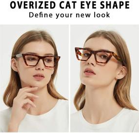 img 3 attached to 👓 Designer Cat Eye Blue Light Blocking Computer Readers - JiSoo Oversized Blue Light Reading Glasses for Women 1.5 Tortoise