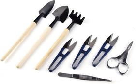 img 4 attached to 🌱 ZELAR Made Bonsai Tool Set - 8 Pieces with Pruner, Fold Scissors, Mini Rake, Bud & Leaf Trimmer Set