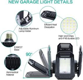 img 3 attached to 🔦 Craftersmark 2-Pack LED Garage Lights 80W - 6500K Ceiling Garage Lights LED, 12000LM Deformable Garage Lighting Fixture, Shop Lights for Basement, Barn, High Bay Light