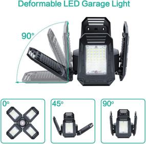 img 1 attached to 🔦 Craftersmark 2-Pack LED Garage Lights 80W - 6500K Ceiling Garage Lights LED, 12000LM Deformable Garage Lighting Fixture, Shop Lights for Basement, Barn, High Bay Light