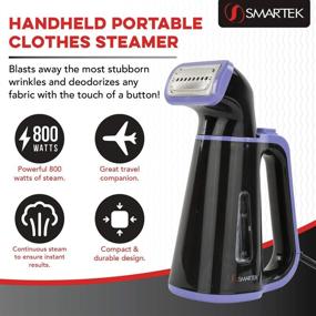img 3 attached to 💜 Smartek Handheld Steamer for Clothes: Portable Garment Steamer in Black & Purple - Ideal for Travel