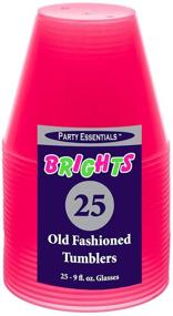 img 2 attached to 25-Count Neon Pink Hard Plastic Party Cups and Old Fashioned Tumblers by Party Essentials – 9-Ounce