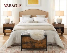 img 1 attached to 🛏️ Rustic Brown Bedside Table - VASAGLE Nightstand with Drawer, Open Compartment, Pinewood Legs - 19.7 x 15.7 x 22.8 Inches (ULET71BX)