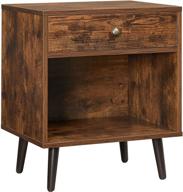 🛏️ rustic brown bedside table - vasagle nightstand with drawer, open compartment, pinewood legs - 19.7 x 15.7 x 22.8 inches (ulet71bx) logo