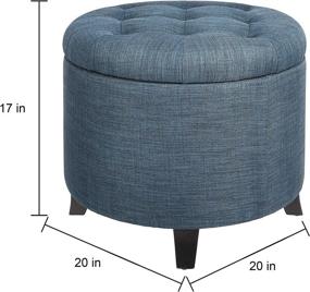 img 3 attached to 💙 FIRST HILL FHW Round Storage Ottoman: Stylish Blue Fabric with Removable Lid