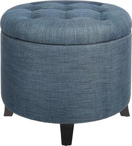 img 4 attached to 💙 FIRST HILL FHW Round Storage Ottoman: Stylish Blue Fabric with Removable Lid