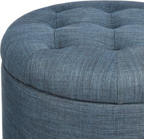 img 1 attached to 💙 FIRST HILL FHW Round Storage Ottoman: Stylish Blue Fabric with Removable Lid