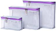 mumi transparent toiletry bags - water resistant makeup bag set of 3 with color coded travel organizer - travel cosmetic organizer in purple logo