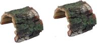 2-pack resin betta log hideout tree trunk ornament for aquariums, reptile caves, terrariums, and fish tank decorations logo