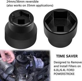 img 3 attached to 🔧 Reversible Fuel Filter Cap Remover and Installer Assistant for 6.0L / 6.4L Ford Powerstroke Diesel (2003-2010) - Oil Filter Socket 24mm / 36mm
