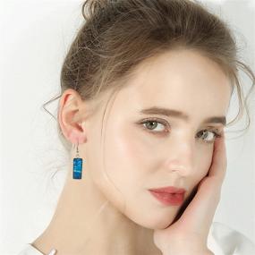 img 3 attached to Rectangle Van Gogh Painting Starry Sky Sunflower Drop Dangle Earrings: Abstract Art Glass Earrings for Women and Girls