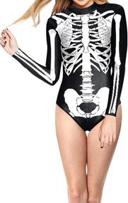 img 4 attached to Halloween Digital Skeleton Zip-Back Women's One-piece Swimsuit by Timemory