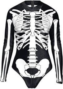 img 2 attached to Halloween Digital Skeleton Zip-Back Women's One-piece Swimsuit by Timemory
