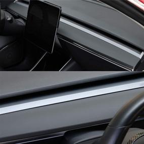 img 2 attached to 🔳 LMZX Matte Black ABS Dashboard Cover Wrap for Tesla Model 3 & Model Y 2017-2021 - Enhance Your Tesla Model's Interior with a Premium Dash Cap