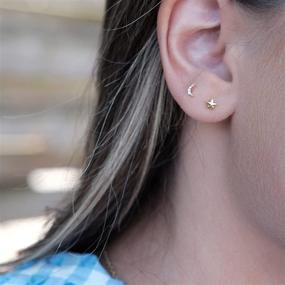 img 3 attached to 🌙 Dainty Sterling Silver CZ Crescent Moon Stud Earrings for a Delicate Look