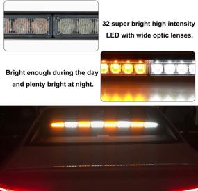 img 2 attached to 🚨 ASPL 36-дюймовая 32-LED панель сигнализатора движения - аварийная мигалка с направленными вспышками, осторожным освещением и светодиодными фонарями безопасности - янтарный / белый, прямой шнур 16 футов