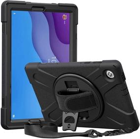 img 4 attached to 📱 ProCase Rugged Case for Lenovo Tab M10 HD 2nd Gen - Heavy Duty Shockproof Cover with Hand Strap and Rotating Kickstand – Black (2020 Released, TB-X306X/TB-X306F)