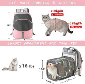 img 3 attached to 🐾 SEVVIS Pet Backpack Expandable - Ultimate Expandable Cat and Small Dog Carrier - Secure and Escape-Proof Zipper Design up to 16lbs