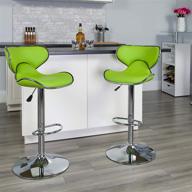 ✨ 2-pack flash furniture contemporary cozy mid-back green vinyl adjustable height barstool set with chrome base логотип