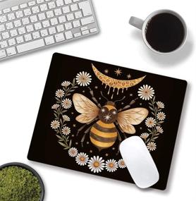 img 1 attached to 🐝 Bee Mouse Pad: Stunning Floral Design for Gaming and Office Use - Waterproof and Non-Slip Rubber Base - Customizable Mouse Mat