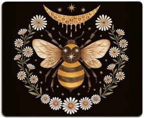 img 4 attached to 🐝 Bee Mouse Pad: Stunning Floral Design for Gaming and Office Use - Waterproof and Non-Slip Rubber Base - Customizable Mouse Mat