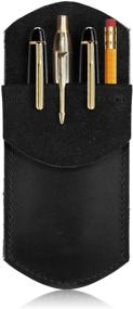 img 4 attached to 🖋️ Nabob Leather's Handmade Rustic Leather Pocket Protector: A Perfect Pen Holder for Work and Office Essentials in Beautiful Black
