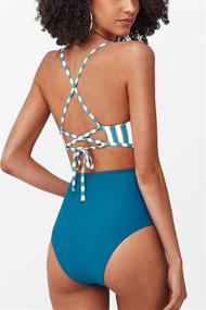 img 3 attached to 👙 CUPSHE Women's High Waisted Bikini Swimsuit: Crisscross Lace Up Two Piece Bathing Suit in Style